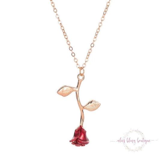 Enchanted Rose Necklace in Gold - Sale-Shop Alies Boutique