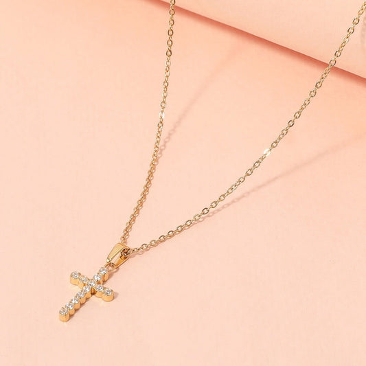 Gold Cross Pendant Necklace-Shop Alies Boutique