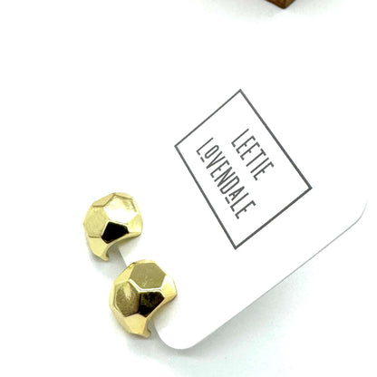 Faceted Nugget Hoop Stud Earrings