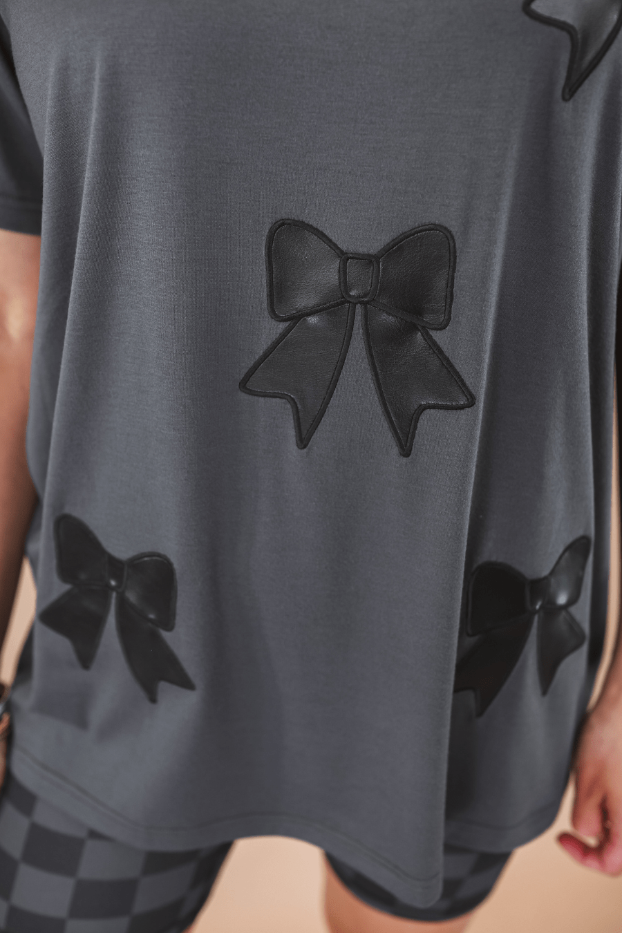 Faux Leather Bow Oversized Tee - Jess Lea - Jess Lea - Shop Alies Boutique