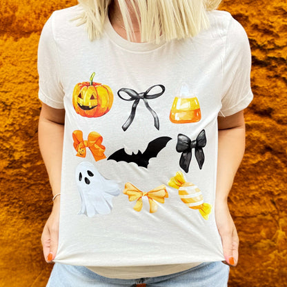 FestiviTees Women - Apparel - Shirts - T-Shirts Candy Corn + Bows Soft Graphic Tee