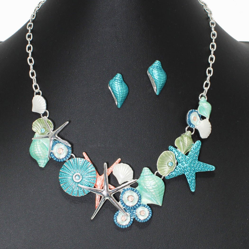 Fishing For Compliments - Silver & Teal Necklace - Sale-Shop Alies Boutique
