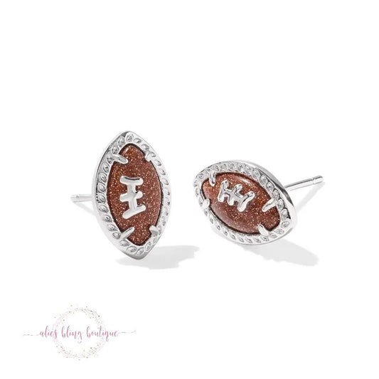 Football Gems Stud Earrings-Shop Alies Boutique