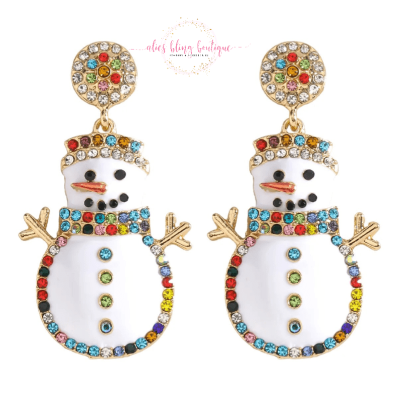 Frosty Friend Snowman - Multi Post Earrings - Sale - Alies Bling Boutique - Shop Alies Boutique