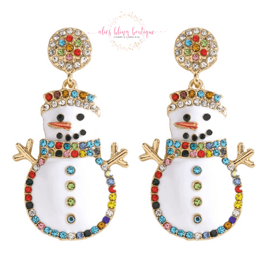 Frosty Friend Snowman - Multi Post Earrings - Sale - Alies Bling Boutique - Shop Alies Boutique