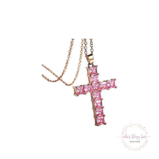 Gleaming Faith - Gold & Pink Necklace - Sale - Alies Bling Bar - Shop Alies Boutique