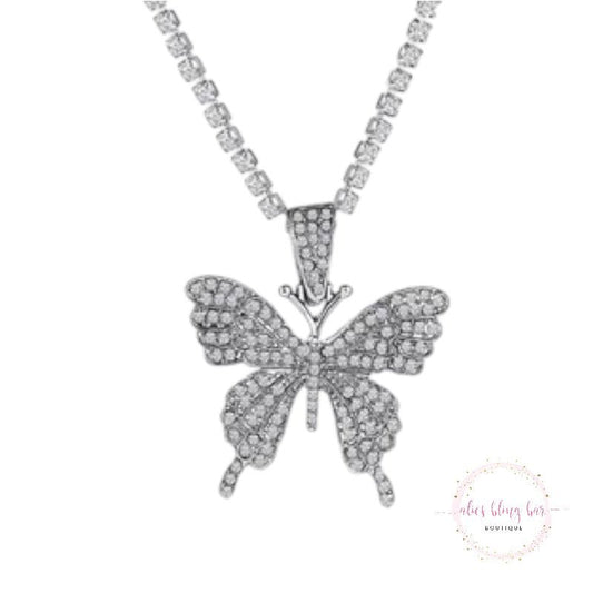 Gleaming Grace - Butterfly Gunmetal Necklace - Sale - Alies Bling Bar - Shop Alies Boutique