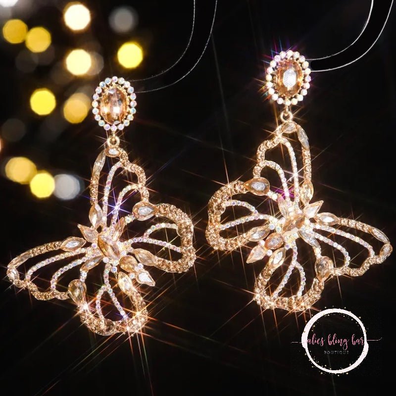 Glimmering Flight - Gold Drop Earrings - Sale - Alies Bling Bar - Shop Alies Boutique