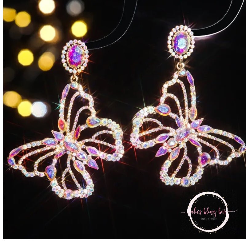 Glimmering Flight - Iridescent Drop Earrings - Sale - Alies Bling Bar - Shop Alies Boutique