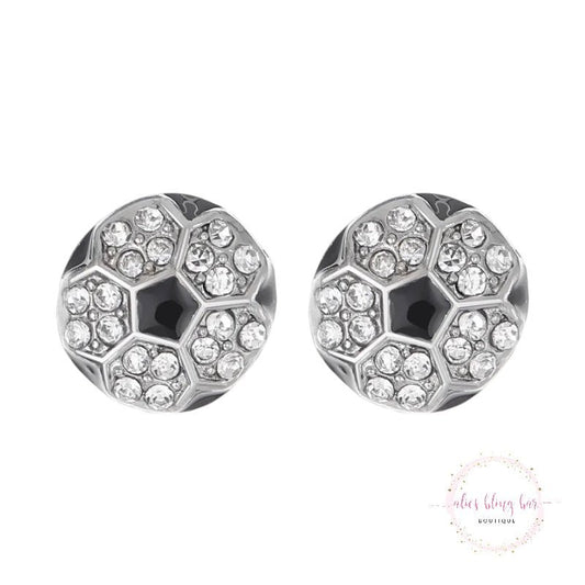 Glittering Game - Soccer Stud Earrings-Shop Alies Boutique