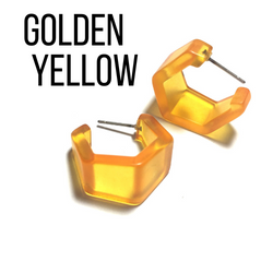 Hexagon Geo Frosted Hoop Earrings - Leetie Lovendale