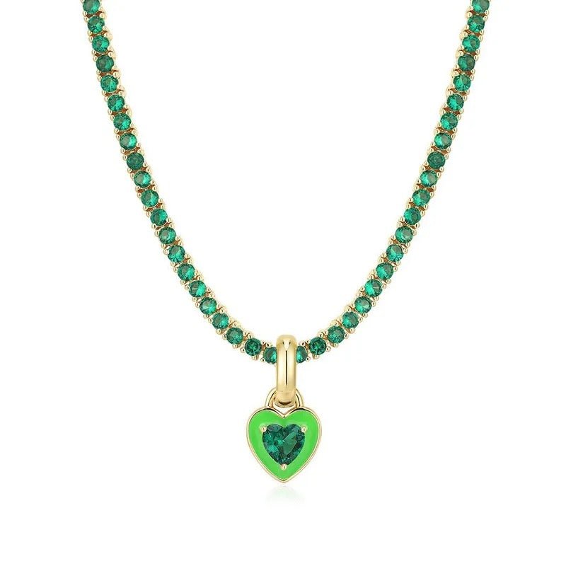 Heart Of Glass- 18k Gold Plated Green Necklace - Sale-Shop Alies Boutique
