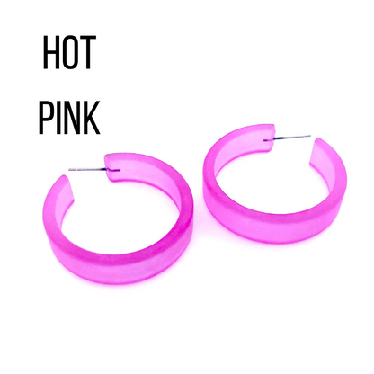 Portland Frosted Lucite Hoop Earrings - Leetie Lovendale