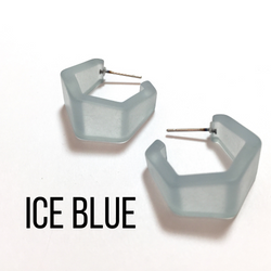 Hexagon Geo Frosted Hoop Earrings - Leetie Lovendale