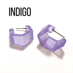 Hexagon Geo Frosted Hoop Earrings - Leetie Lovendale