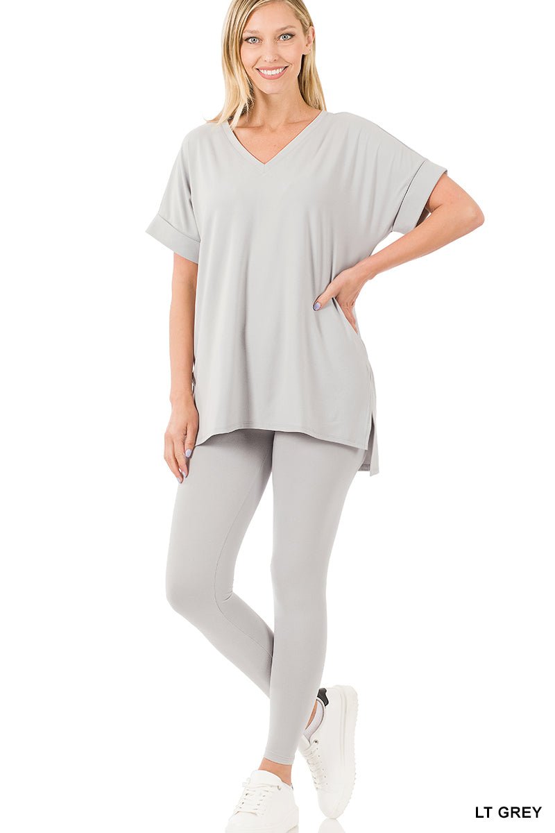 Keep It Casual- Light Grey 2 Piece Loungewear Set - WW-Shop Alies Boutique