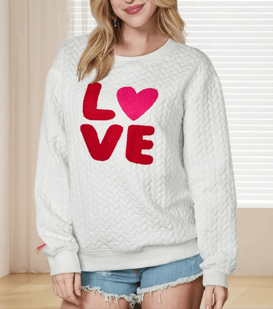 Love me Cupid Sweater in White-Shop Alies Boutique