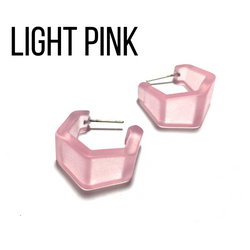 Hexagon Geo Frosted Hoop Earrings - Leetie Lovendale