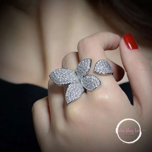 Luminescent Leaves - Silver Open Ring - Sale - Alies Bling Bar - Shop Alies Boutique