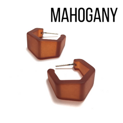 Hexagon Geo Frosted Hoop Earrings - Leetie Lovendale