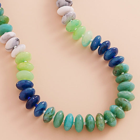 Moonstone Mix - Turquoise Ombre Beaded Necklace-Shop Alies Boutique