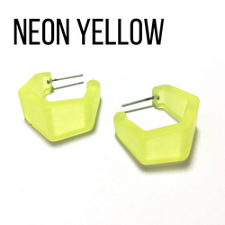 Hexagon Geo Frosted Hoop Earrings - Leetie Lovendale