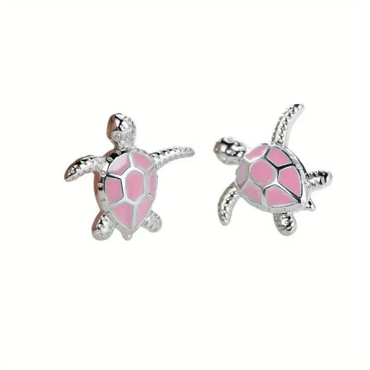 Ocean Wanderer - Pink Turtle Earrings-Shop Alies Boutique
