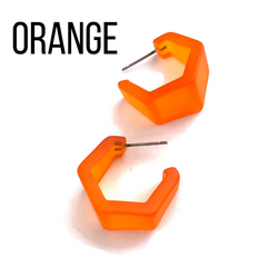 Hexagon Geo Frosted Hoop Earrings - Leetie Lovendale