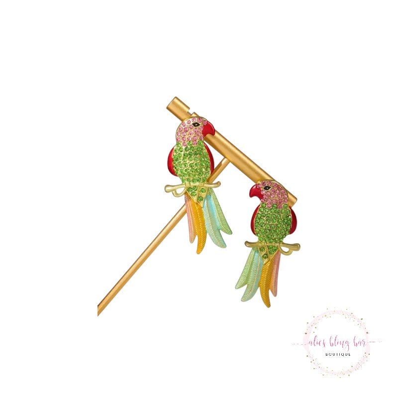 Parrot Party- Green Earrings - Sale-Shop Alies Boutique