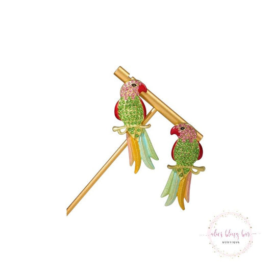 Parrot Party- Green Earrings - Sale-Shop Alies Boutique