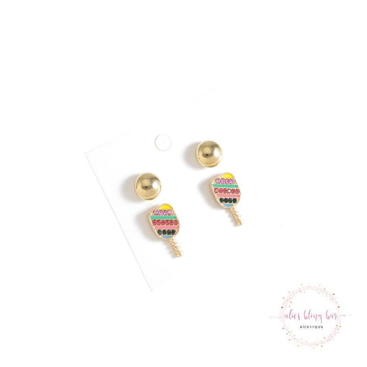 Ping Pong Pizzazz - Gold Stud Earrings - Sale - Alies Bling Bar - Shop Alies Boutique