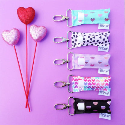 Pink Hearts on Aqua LippyClip® Lip Balm Holder - Shop Alies Bouutique