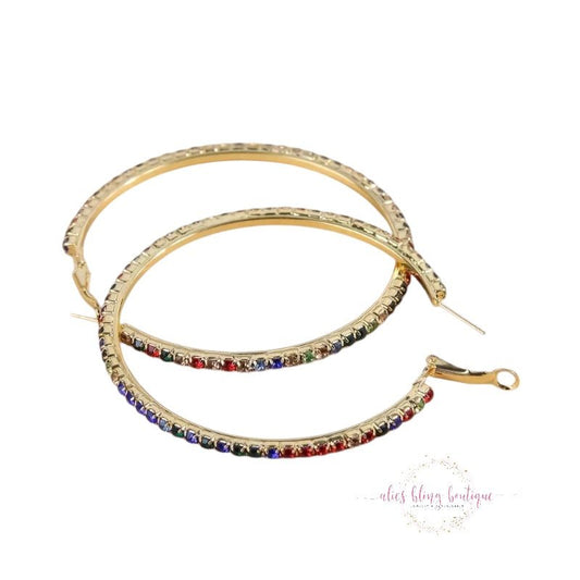 Prismatic Passion - Gold Hoop Earrings - Sale-Shop Alies Boutique