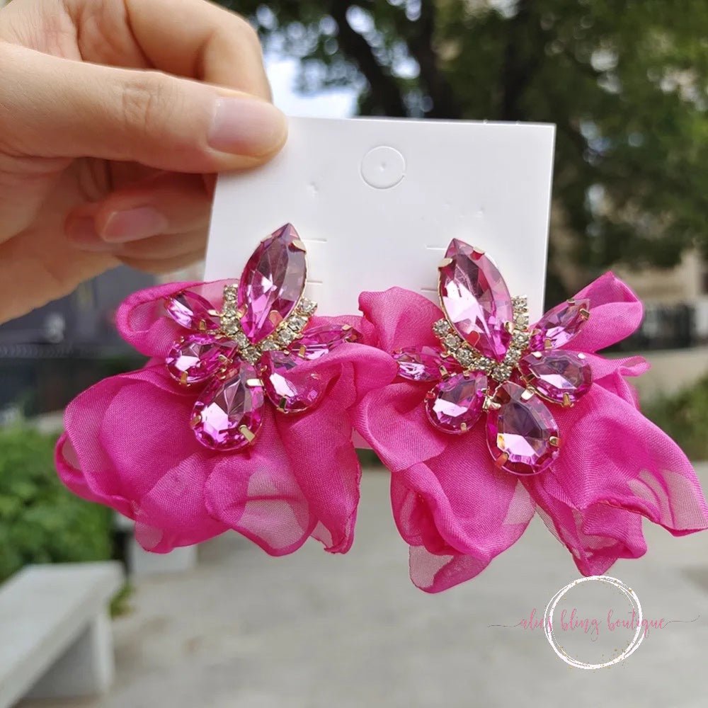 Radiant Blossom Earrings in Rose Pink - Sale-Shop Alies Boutique