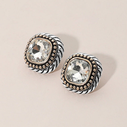Regency Spark - Clear Two Tone Earrings-Shop Alies Boutique