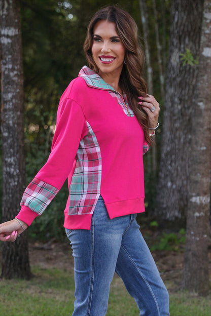 Juniper Plaid - Pink Pullover