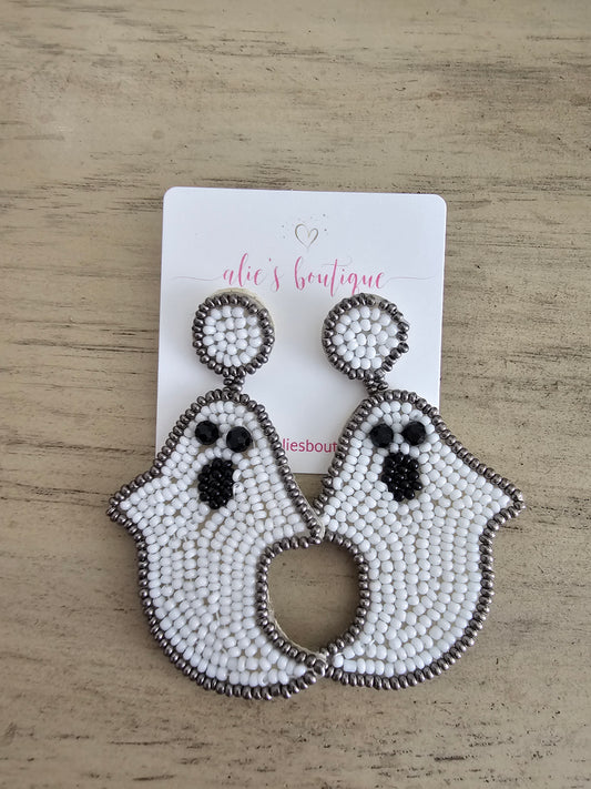 Boo-tiful Spirits - White Ghost Earrings