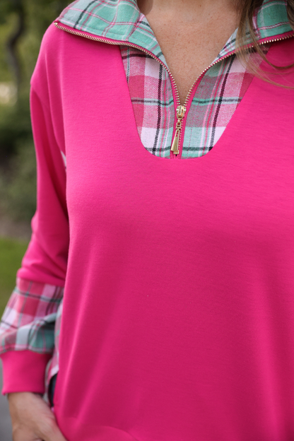 Juniper Plaid - Pink Pullover