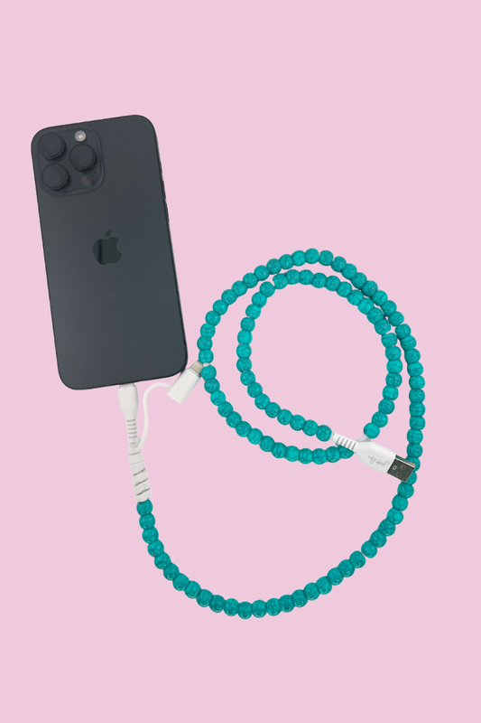 Turquoise Luxe 2-in-1 Beaded Charging Cable