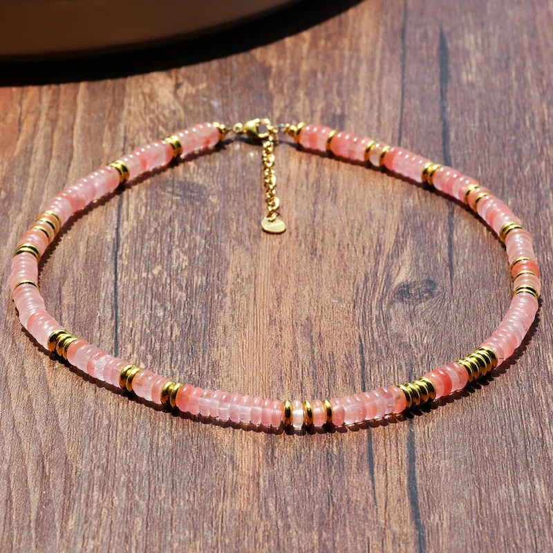 Boho Escape Semi  Precious Stone Necklace in Cherry