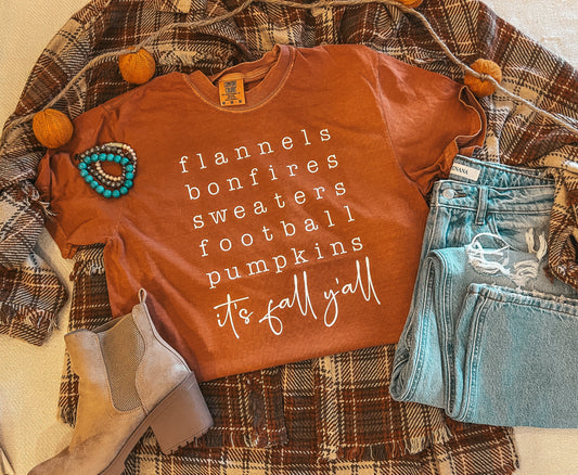 Its Fall Yall Graphic Tee- Yam