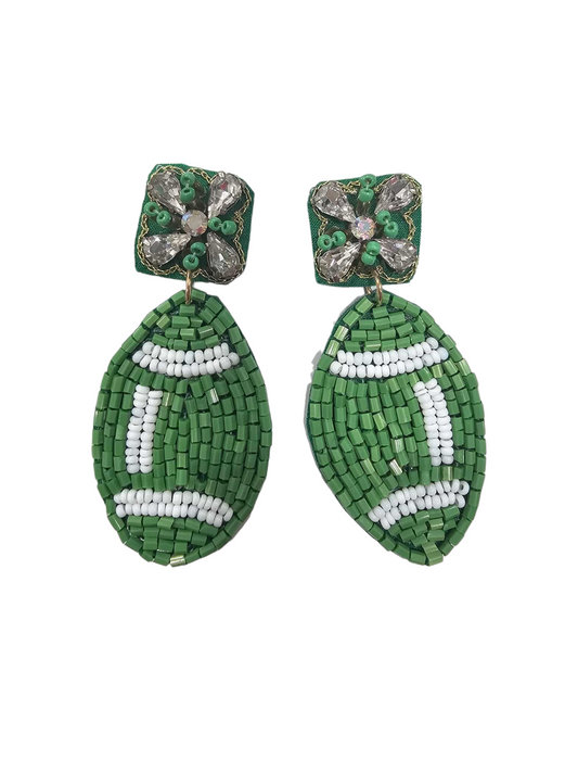 Friday Night Lights - Green Football Earrings
