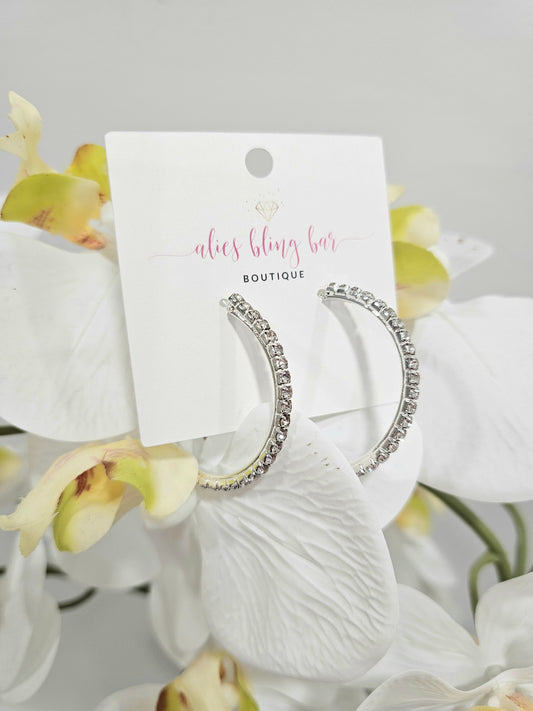 Halo Luxe - Silver Hoop Earrings - Large - Alie's Boutique