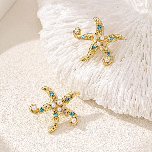Starry Shore - Gold Starfish Earrings - Labor Day Sale - Alie's Boutique