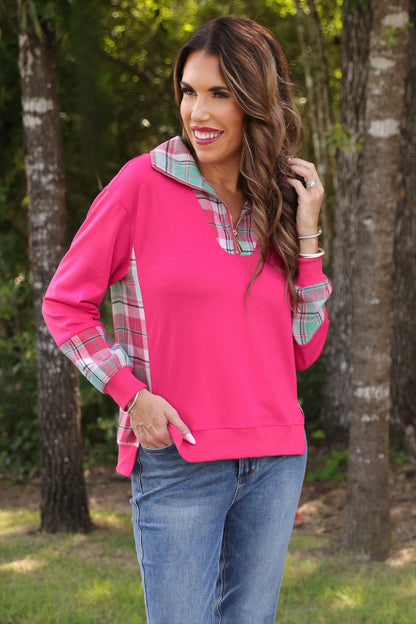 Juniper Plaid - Pink Pullover