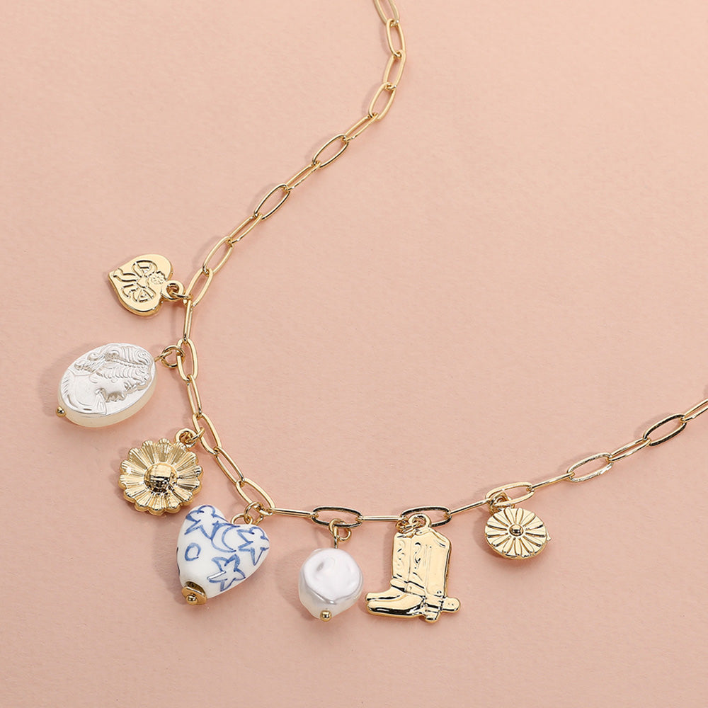 Charmed To Meet You - Gold Charm Necklace