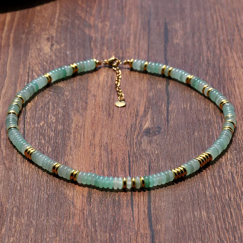 Boho Escape Semi Precious Stone Necklace in Green Aventurine
