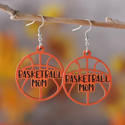 Basketball Mom Wood Earrings