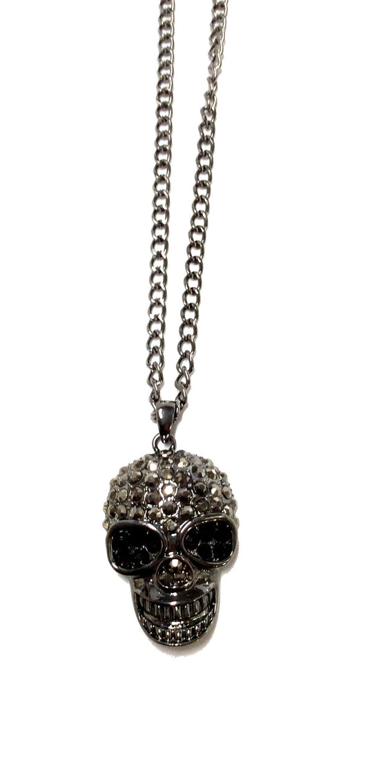 Shadowed Glam Skull Pendant Necklace