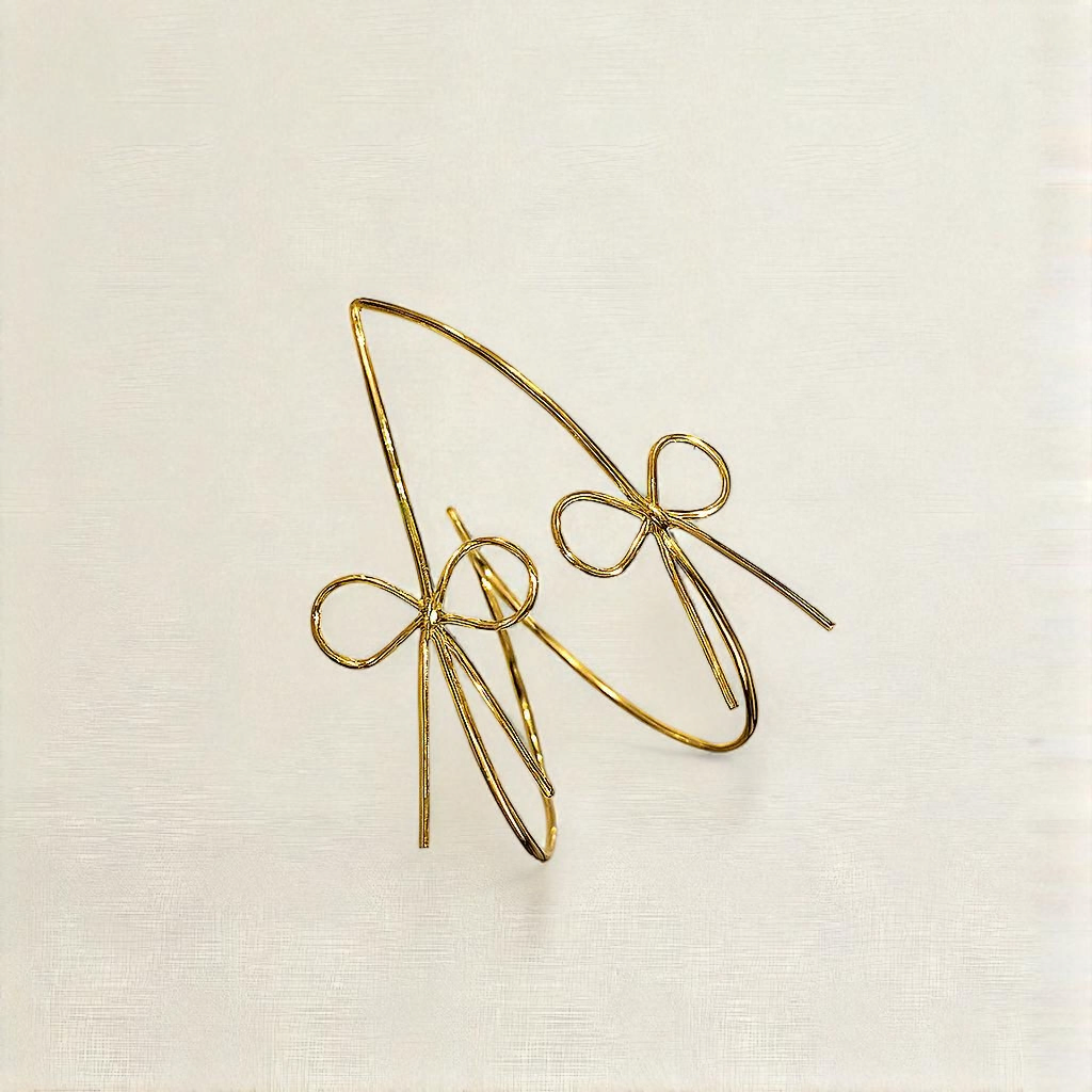 Ladylike Bows- Gold Hoop Earrings